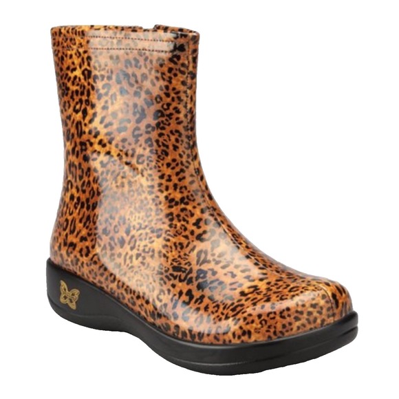 Alegria Shoes - ALEGRIA Raina Rain Boots LEOPARD PRINT Side Zipper SLIP RESISTANT Sole 38/8-8.5